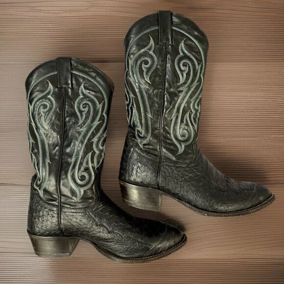 Vintage Exotic Tony Lama El Rey Genuine Ostrich Western Cowboy  Boots Men’s 9 D main image 5